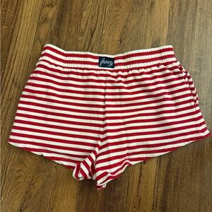 Red and White Striped Women's Shorts